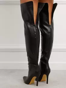 Thanh lịch Đen Màu thuần Của phụ nữ Giày ống thời trang Với dây kéo , Pointed Toe & Gầy Giày cao gót - màu đen - Xem 1