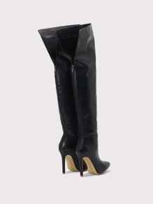 Thanh lịch Đen Màu thuần Của phụ nữ Giày ống thời trang Với dây kéo , Pointed Toe & Gầy Giày cao gót - màu đen - Xem 2