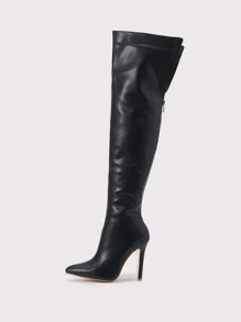 Thanh lịch Đen Màu thuần Của phụ nữ Giày ống thời trang Với dây kéo , Pointed Toe & Gầy Giày cao gót - màu đen - Xem 4