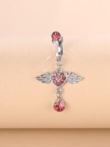 水鑽翅膀裝飾臍環中性時尚朋克身體穿刺首飾 - 銀色 - 查看 1