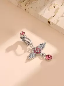 水鑽翅膀裝飾臍環中性時尚朋克身體穿刺首飾 - 銀色 - 查看 2