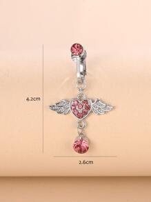 水鑽翅膀裝飾臍環中性時尚朋克身體穿刺首飾 - 銀色 - 查看 3