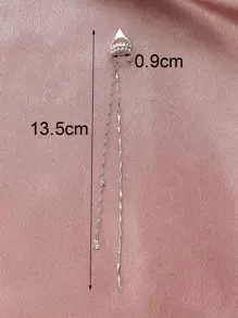 1件简约个性金属蝴蝶翅膀长链流苏夹式耳环，女士无耳洞装饰耳环，适合日常佩戴 - 銀色 - 查看 7