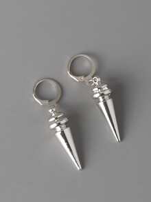 Hombres Pendientes largos cono - Plateado - Ver 1