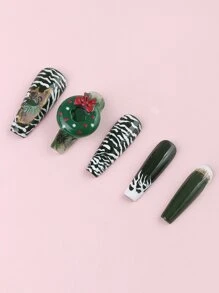 12pcs Christmas Tree Design Nail Art Decoration - Multicolor - View 3