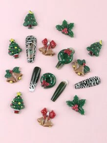 12pcs Christmas Tree Design Nail Art Decoration - Multicolor - View 2