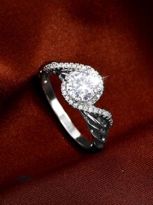 Rhinestone Decor Ring - Silver - View 1