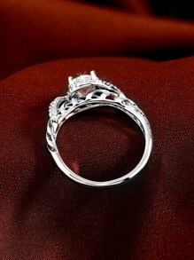 Rhinestone Decor Ring - Silver - View 4