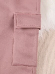 Tween Girl Slogan Graphic Mock Neck Thermal Pullover & Sweatpants - Pink - View 6