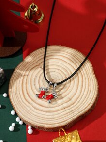 Men Christmas Stocking Pendant Necklace - Multicolor - View 2