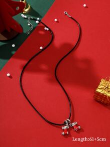 Men Christmas Stocking Pendant Necklace - Multicolor - View 3