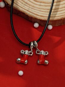 Men Christmas Stocking Pendant Necklace - Multicolor - View 4