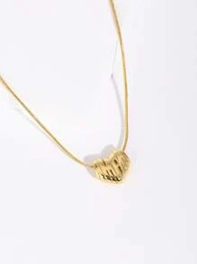 愛心掛飾項鍊 - 金黃色 - 查看 1