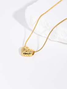 愛心掛飾項鍊 - 金黃色 - 查看 2