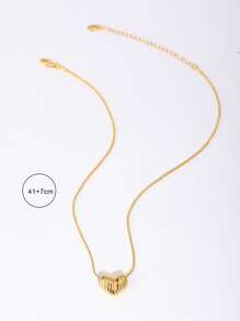 愛心掛飾項鍊 - 金黃色 - 查看 4