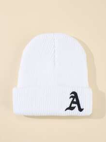 Baby Letter Graphic Knitted Hat - White - View 2