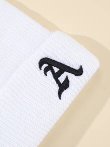 Baby Letter Graphic Knitted Hat - White - View 3