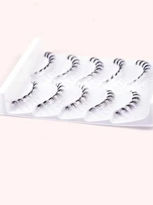 浓密假睫毛 5 对仿貂毛睫毛纤细透明带状自然纤长浓密睫毛下假睫毛适合女士妈妈妻子姐妹青少年女友 - 黑色 - 查看 3