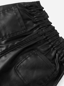 Toddler Girls Slant Pocket Paperbag Waist Jeans - Black - View 3