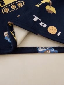 男孩卡通汽車印花加絨內裏睡衣套裝