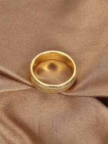 Charm-In 1pc Cubic Zirconia Decor Ring Copper Jewelry - Yellow Gold - View 3