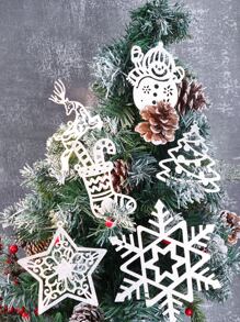 20pcs Paper Disposable Thin Sheet Christmas Tree Decoration Ornaments Set, Silver - Silver - View 2