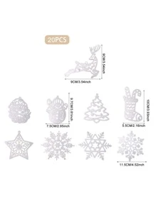 20pcs Paper Disposable Thin Sheet Christmas Tree Decoration Ornaments Set, Silver - Silver - View 4