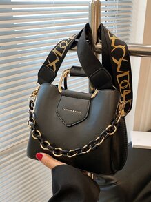 CONTAINEVERY 防水、輕巧、商務休閒迷你字母細節鏈條裝飾挎包適合青少年女孩女大學生、菜鳥和白領非常適合辦公室、大學、工作、商務、通勤、戶外、旅行、郊遊