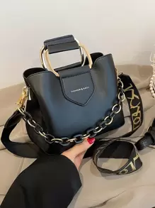 CONTAINEVERY 防水、輕巧、商務休閒迷你字母細節鏈條裝飾挎包適合青少年女孩女大學生、菜鳥和白領非常適合辦公室、大學、工作、商務、通勤、戶外、旅行、郊遊