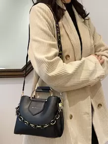 CONTAINEVERY 防水、輕巧、商務休閒迷你字母細節鏈條裝飾挎包適合青少年女孩女大學生、菜鳥和白領非常適合辦公室、大學、工作、商務、通勤、戶外、旅行、郊遊