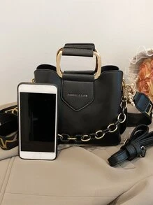 CONTAINEVERY 防水、輕巧、商務休閒迷你字母細節鏈條裝飾挎包適合青少年女孩女大學生、菜鳥和白領非常適合辦公室、大學、工作、商務、通勤、戶外、旅行、郊遊