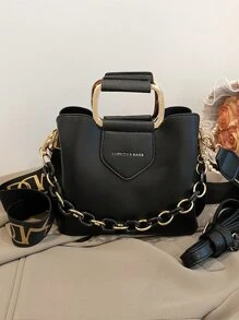 CONTAINEVERY 防水、輕巧、商務休閒迷你字母細節鏈條裝飾挎包適合青少年女孩女大學生、菜鳥和白領非常適合辦公室、大學、工作、商務、通勤、戶外、旅行、郊遊