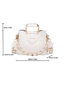 CONTAINEVERY Mini Letter Graphic Chain Decor Square Bag - White - View 3