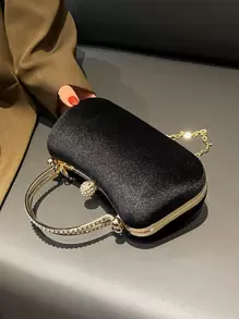 閃爍炫目,閃亮迷人,優雅精緻,閃亮、奢華、迷人、優雅、精緻的迷你鑲嵌鑽石絨面盒包裝袋,適用於女孩、女士、大學生、新手和白領工人參加派對、舞會、婚禮晚餐餐袋、晚宴用袋,適用於派對、婚禮、舞會、晚宴、宴會,是女性的最佳禮物 - 黑色 - 查看 3