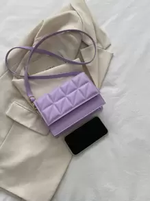 衍縫翻蓋方包 - 紫色 - 查看 5