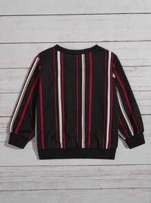 SHEIN 男嬰彩色條紋印花套頭衫 - 黑色 - 查看 2