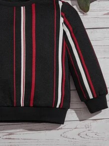 SHEIN 男嬰彩色條紋印花套頭衫 - 黑色 - 查看 4