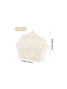 10pcs Beige Hot Stamping Hollow Out Bowknot Decorated Gift Box - Multicolor - View 2