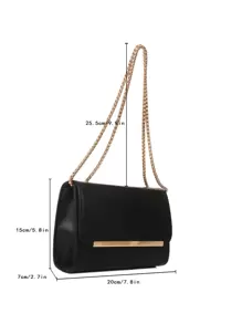 Mini Metal Decor Flap Square Bag - Black - View 3