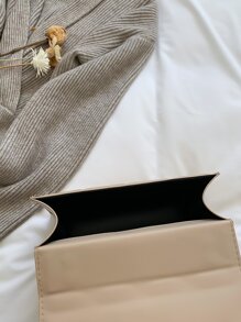 Bolsa cuadrada guateado con cadena con solapa - Caqui - Ver 4