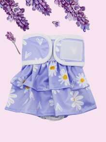Pantalones sanitarios para mascota con estampado floral