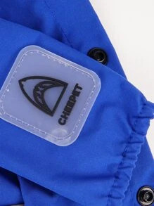 Impermeable para mascota con capucha con con botón - Azul - Ver 6