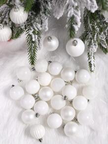 36pcs/Set 4cm Plastic Asymmetric Christmas Ball Pendant Decoration Set - White - View 3