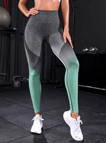 Yoga Trendy Colanți de yoga Ombre, fără sudură, cu elasticitate ridicată, colanți de antrenament cu talie largă