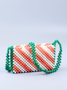 迷你撞色串珠單肩包 - 彩色 - 查看 5