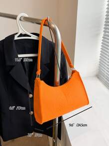 熒光橙蛇皮壓花法棍包 - 橘色 - 查看 3