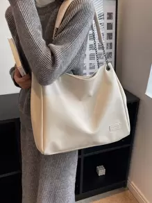 字母貼飾單肩托特包