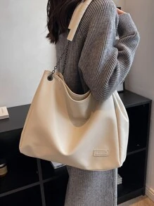 字母貼飾單肩托特包