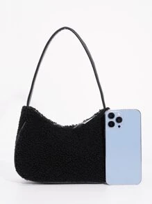 毛絨、柔軟、毛絨簡約蓬鬆流浪漢包適合女孩、女士、大學生、菜鳥和白領上班、辦公室、通勤、秋冬、暖冬、戶外 - 黑色 - 查看 5