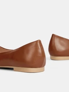 編織細節尖頭芭蕾舞鞋 - 駝色 - 查看 4